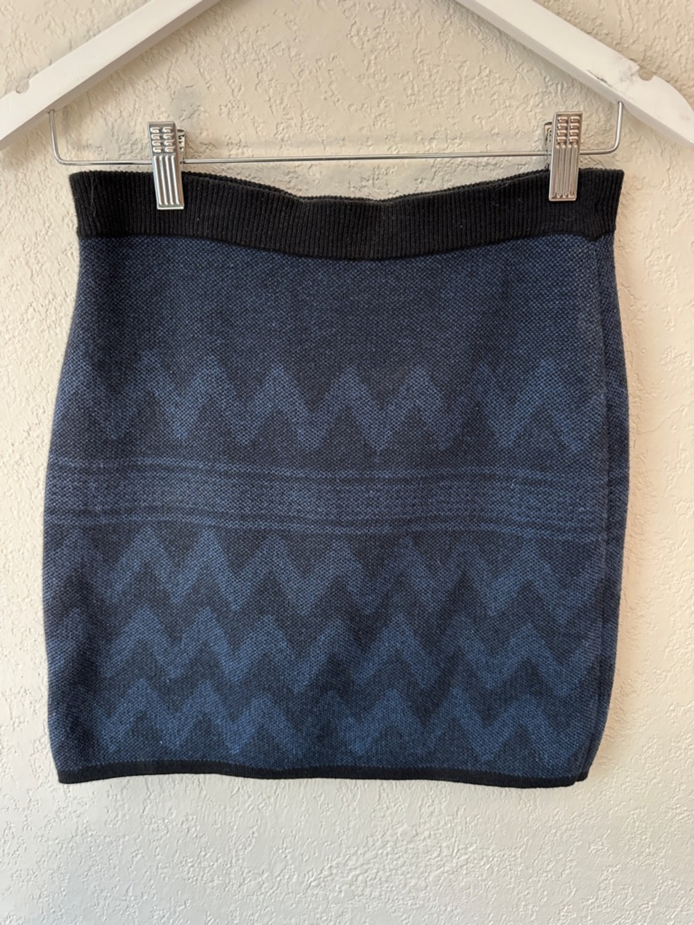 Mossimo Supply Co. Navy and Black Chevron Knit Mini Skirt